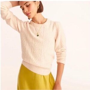 J. Crew Stretch Wool Cable-Knit Crewneck Sweater NWT M